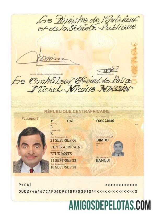 Passaporte da África Central 2023 presente modelo